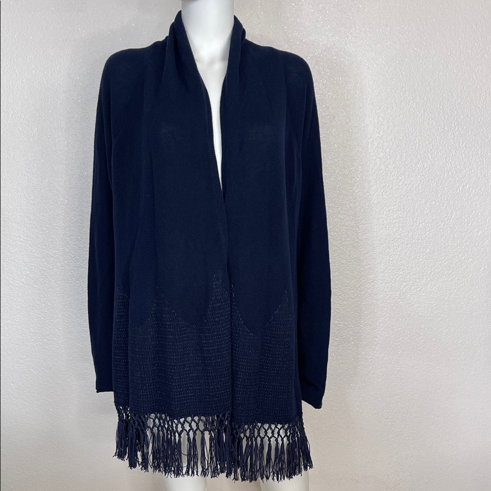 Lilly Pulitzer Navy Cardigan with Fringe